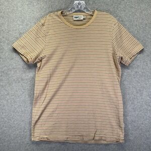 Wellen Shirt Mens Medium Beige Stripe Organic Cotton Hemp Short Sleeve Tee